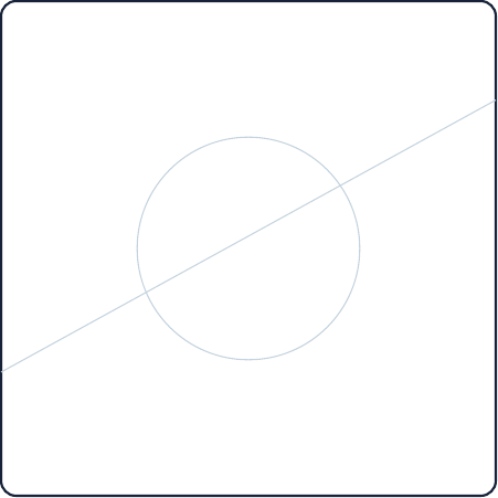 Square divided by a diagonal line and an overlapping circle